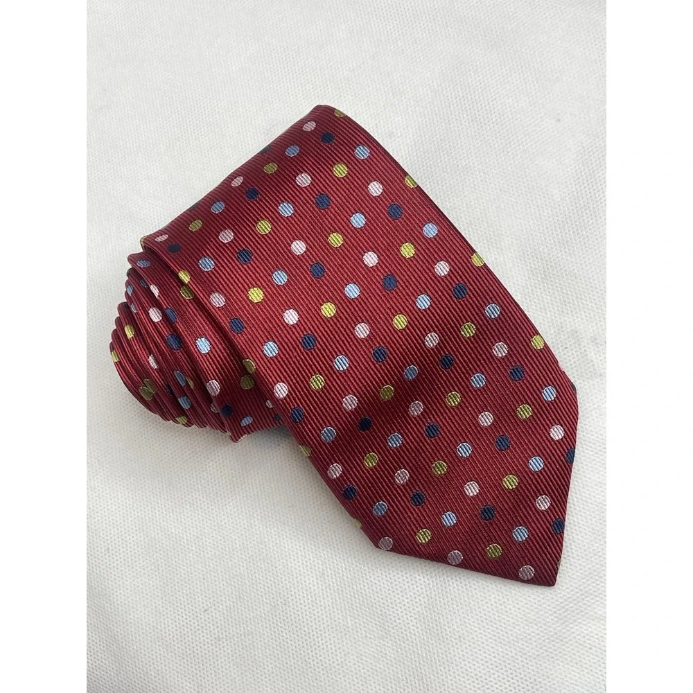 New Vintage Brioni Red Polkadot Tie Classic Repp Silk Handmade in Italy Necktie